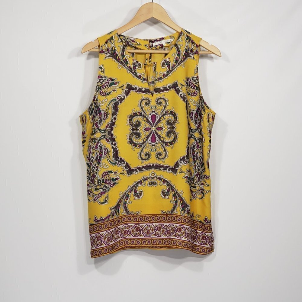 Violet & Claire  Yellow Paisley  Sleeveless Blouse  Women's Size L